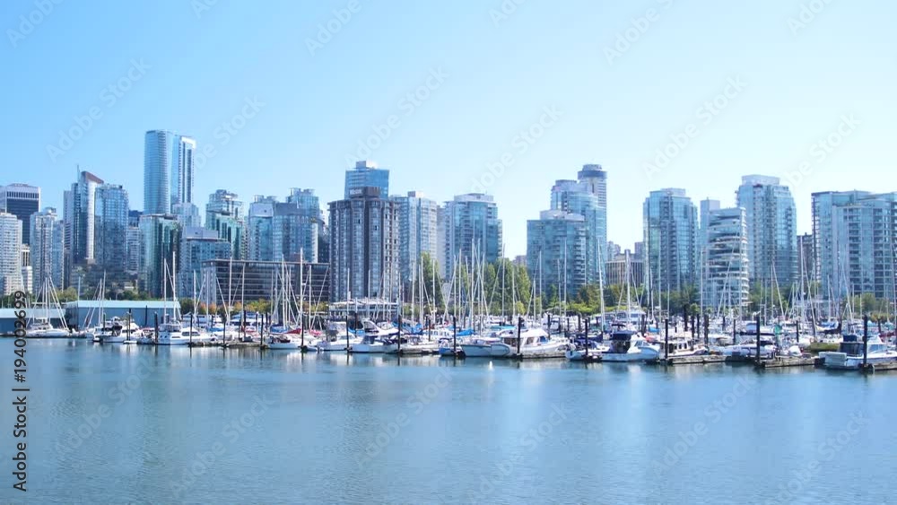 Boats in Harbour in Downtown Vancouver, shot from Stanley Park Boats in Harbour in Downtown Vancouver, shot from Stanley Park