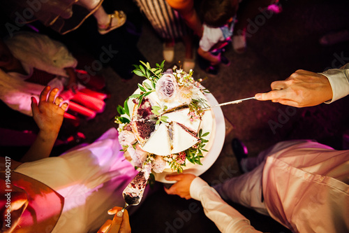 Beautiful delicious white wedding cake