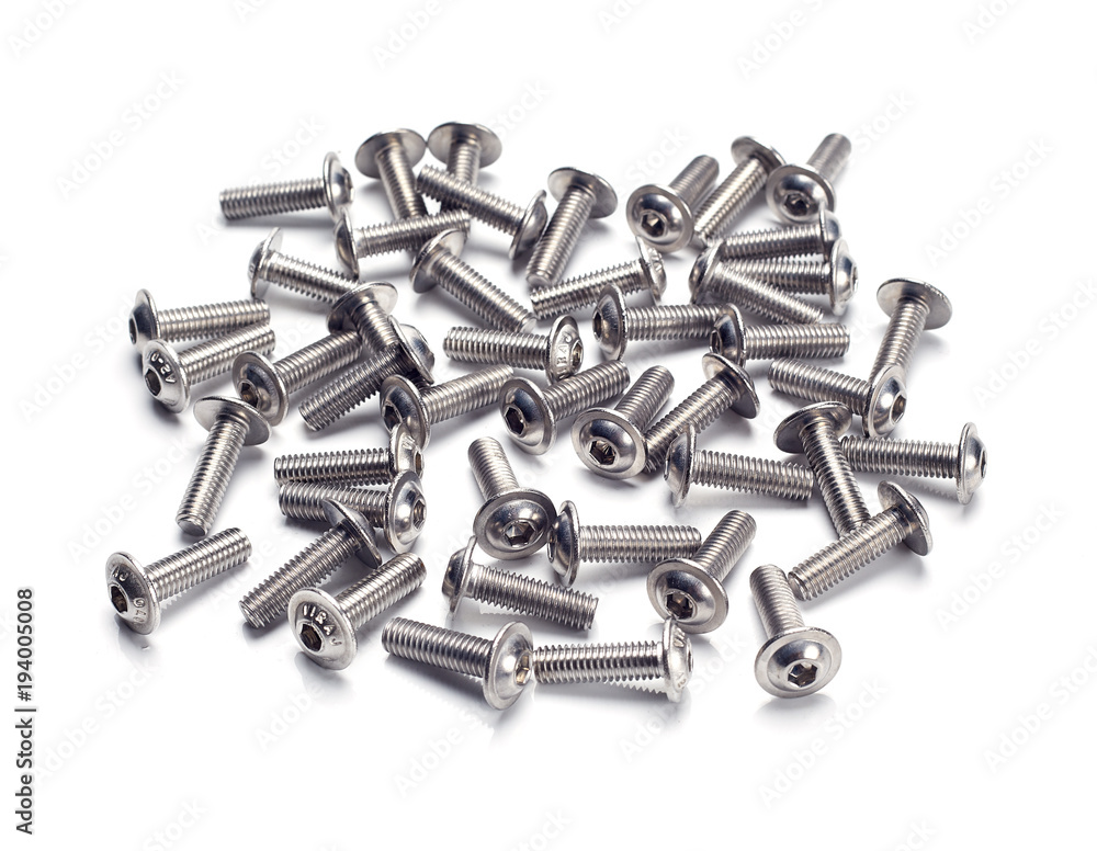 Metal bolts closeup on white background Metal bolts closeup on white background
