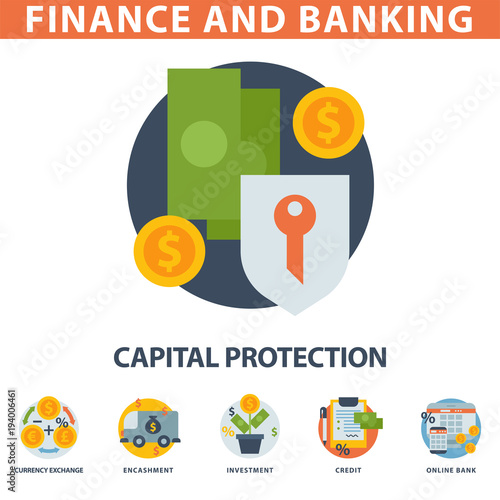 Money finanse vector icons banking safety business currency card financial deposit bank payment illustration.