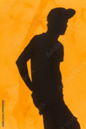 Teenager Boy Hat Body Shadow Wall 