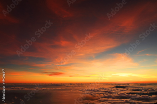 Sunrise over the Atlantic Ocean  seen from Pico volcano  2351m   Pico Island  Azores  Portugal  Europe