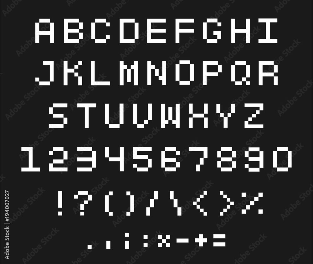 Vecteur Stock Pixel font set | Adobe Stock