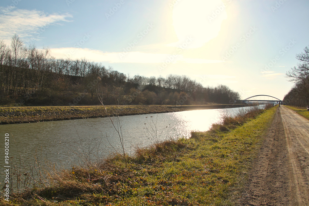 Datteln-Hamm-Kanal Heil Sonnenschein Winter Datteln-Hamm-Kanal Heil Sonnenschein Winter
