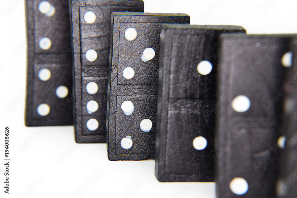 Domino Pieces With Dots - Dominoes Standing in a Row Domino Pieces With Dots - Dominoes Standing in a Row