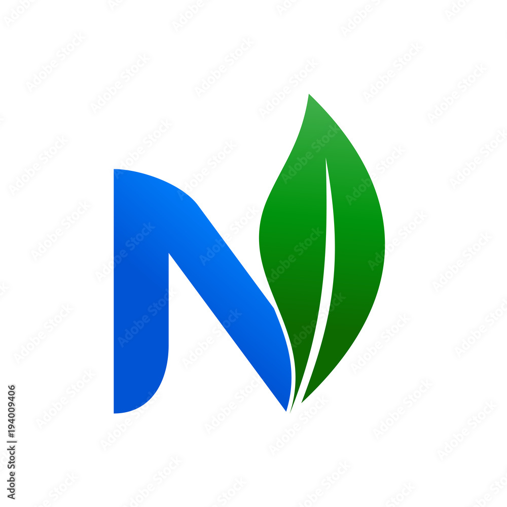 Letter N Leaf Nature Logo