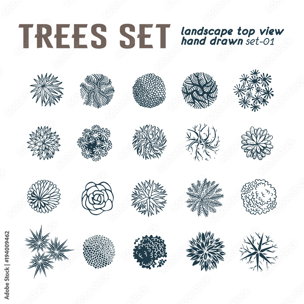 Different plants and trees vector set for landscape design Different plants and trees vector set for landscape design