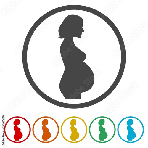 Silhouette pregnant woman - Illustration, 6 Colors Included