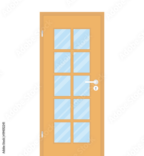Wooden room door with glass panels