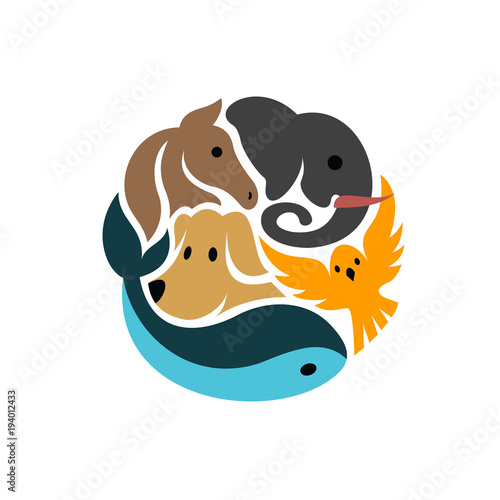 Animals in Circle Globe logo Template