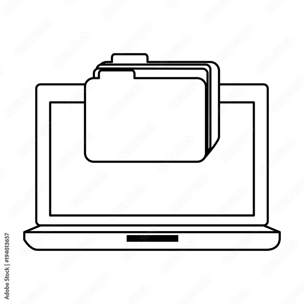 laptop computer with folder vector illustration design laptop computer with folder vector illustration design