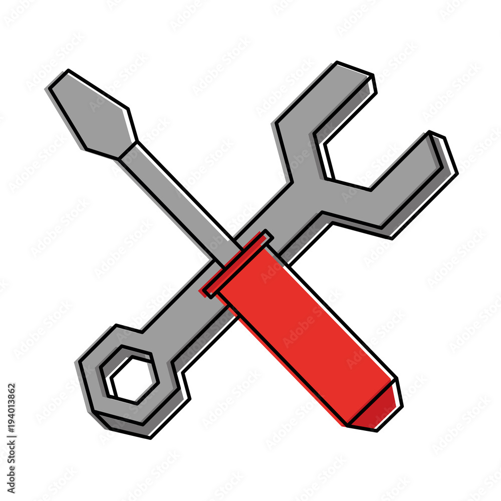 wrench key and screwdriver vector illustration design wrench key and screwdriver vector illustration design