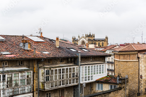 Windows in buildings of the Basque capital, Vitoria, Spain