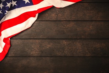 USA flag on wood background
