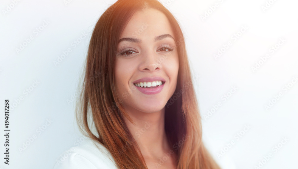 Portrait of a beautiful brunette on white background Portrait of a beautiful brunette on white background