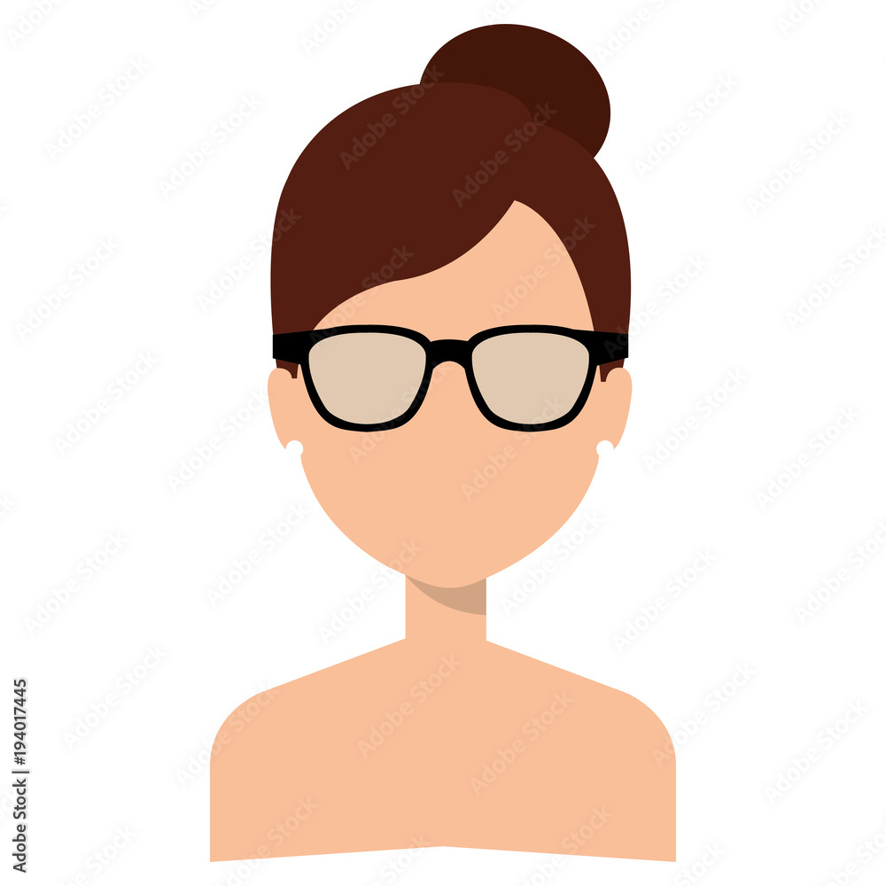beautiful and young woman shirtless with glasses character vector illustration design beautiful and young woman shirtless with glasses character vector illustration design