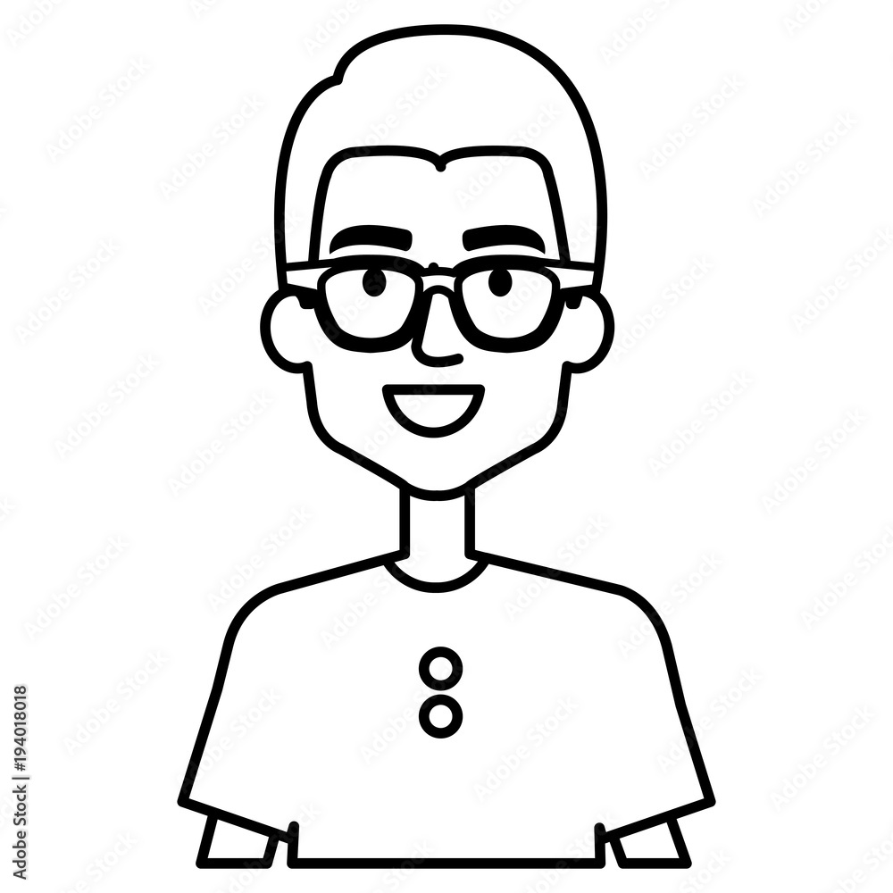 young man model with glasses avatar character vector illustration design