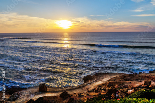 Pôr do sol na praia, Ericeira, Portugal