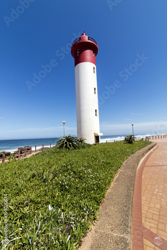 Portrait  Lighthouse on Paved Beachfront Promenade at Umhlanga