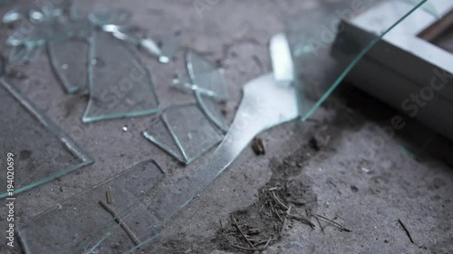 Shattered Broken Glass. Broken Glass on a dirty floor