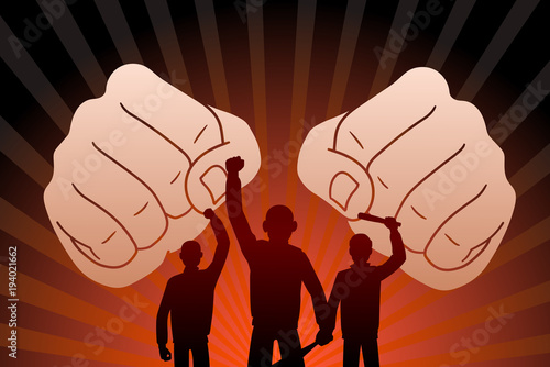 This is an illustration of combative protesters
