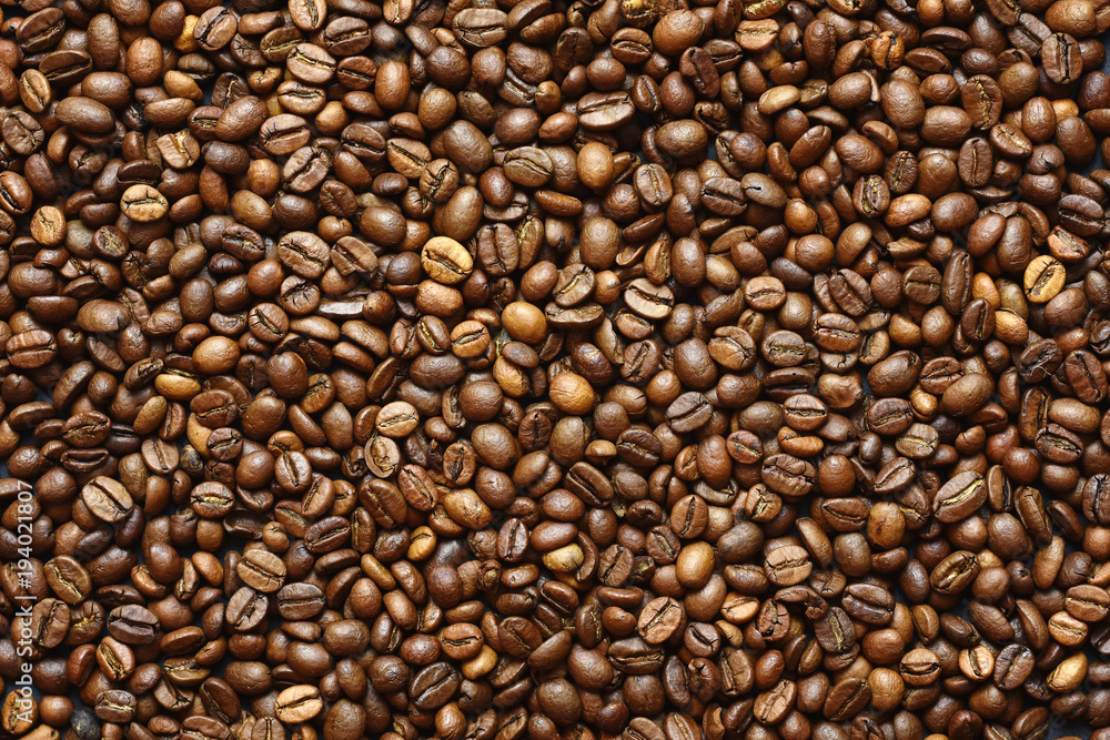 Fototapeta premium Coffee beans texture. Nature background.