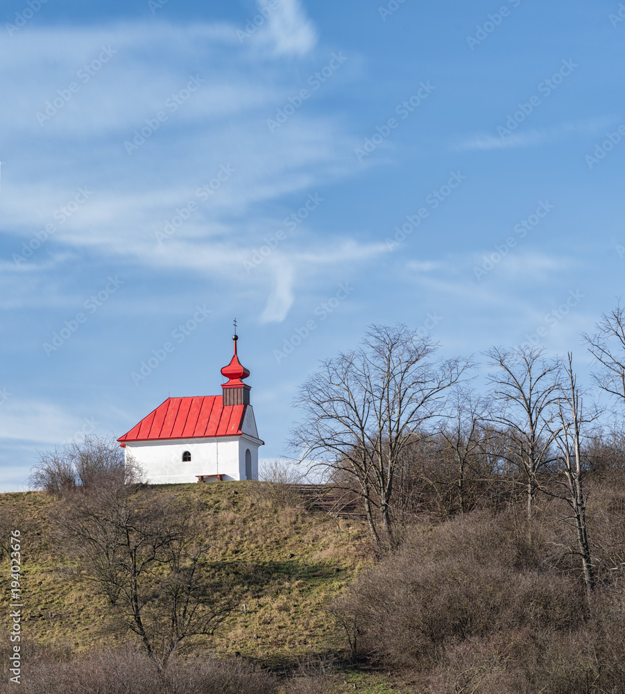 Santon hill with chappel Panny Marie Snezne, Tvarozna, Brno, Czech Republic