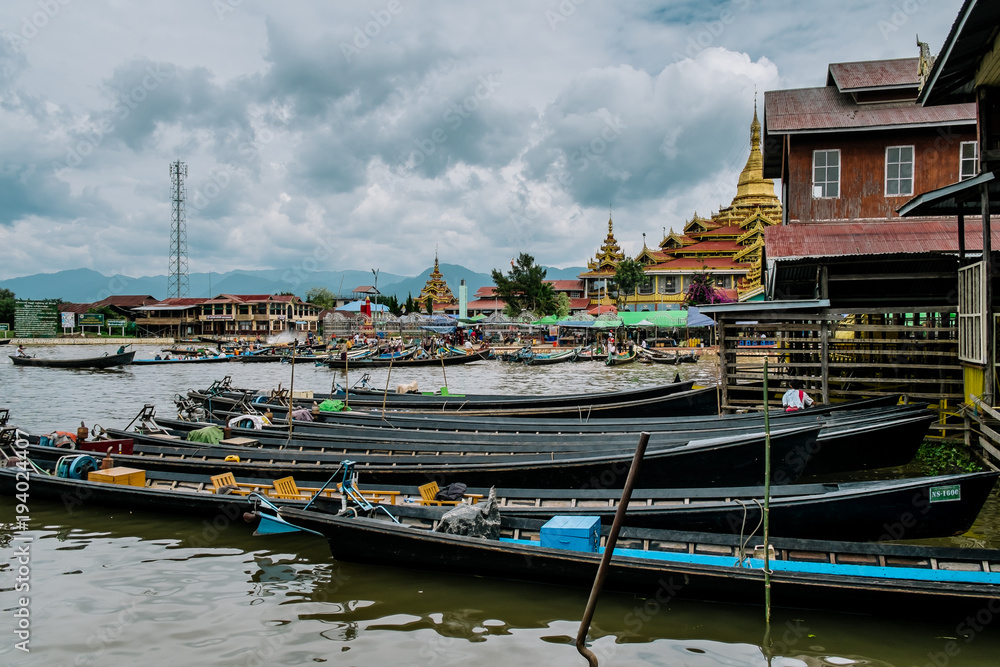 Inpawkhon village over the Inle Sap,a freshwater lake in the Nyaungshwe Township of Taunggyi District of Shan State, Myanmar