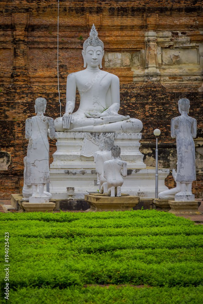 Outdoor view of Sukhothai historical park the old town of Thailand Ancient Buddha Statue at Wat Mahathat in Sukhothai Historical Park,Thailand Outdoor view of Sukhothai historical park the old town of Thailand Ancient Buddha Statue at Wat Mahathat in Sukhothai Historical Park,Thailand