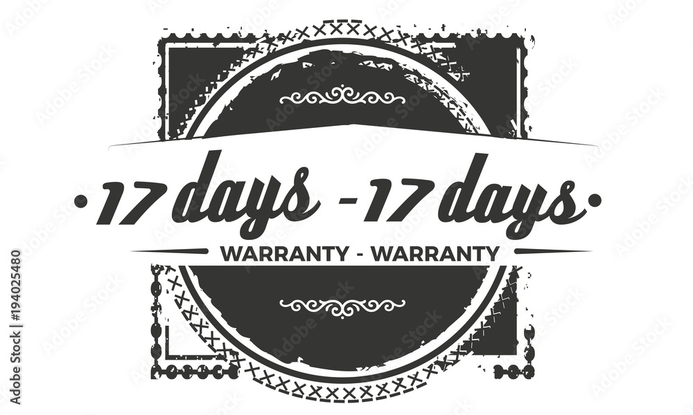 Fototapeta premium 17 days warranty icon vintage rubber stamp guarantee