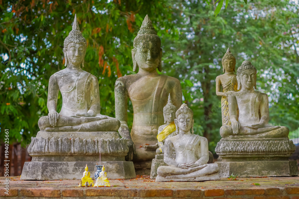 Outdoor view of Sukhothai historical park the old town of Thailand Ancient Buddha Statue at Wat Mahathat in Sukhothai Historical Park,Thailand Outdoor view of Sukhothai historical park the old town of Thailand Ancient Buddha Statue at Wat Mahathat in Sukhothai Historical Park,Thailand