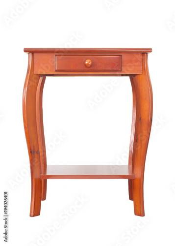 Rich color wood end table isolated on white.