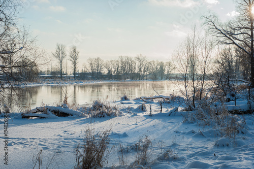 Winter view of the river Izhora