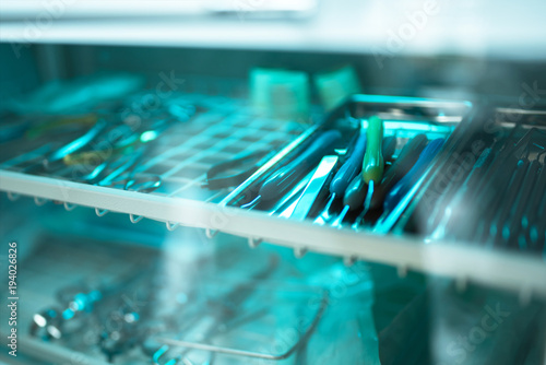 Closeup photo of dental instruments at dental clinic