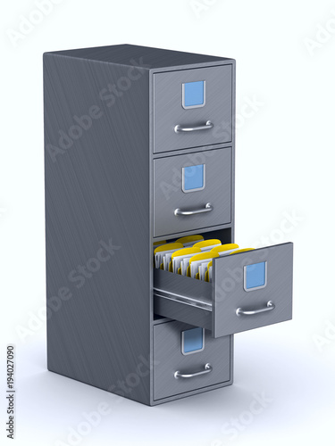 Fotografi Filing cabinet on white background. Isolated 3D illustration