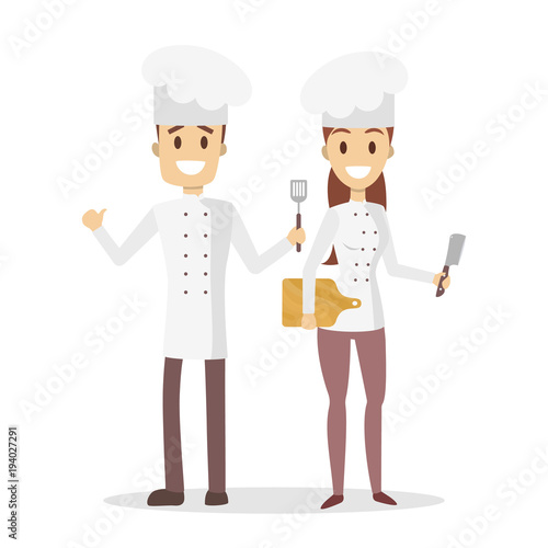 Isolated chefs couple.