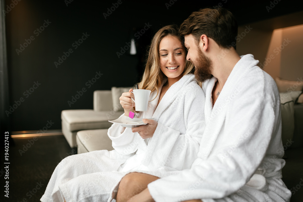 Couple enjoying wellness weekend Couple enjoying wellness weekend