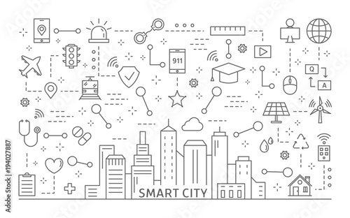 Smart city icons set.