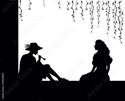 On the balcony, romantic date, two lowers, romantic melody, old fashioned date,