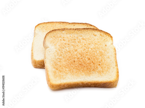 Slighty Golden Toast on a White Background