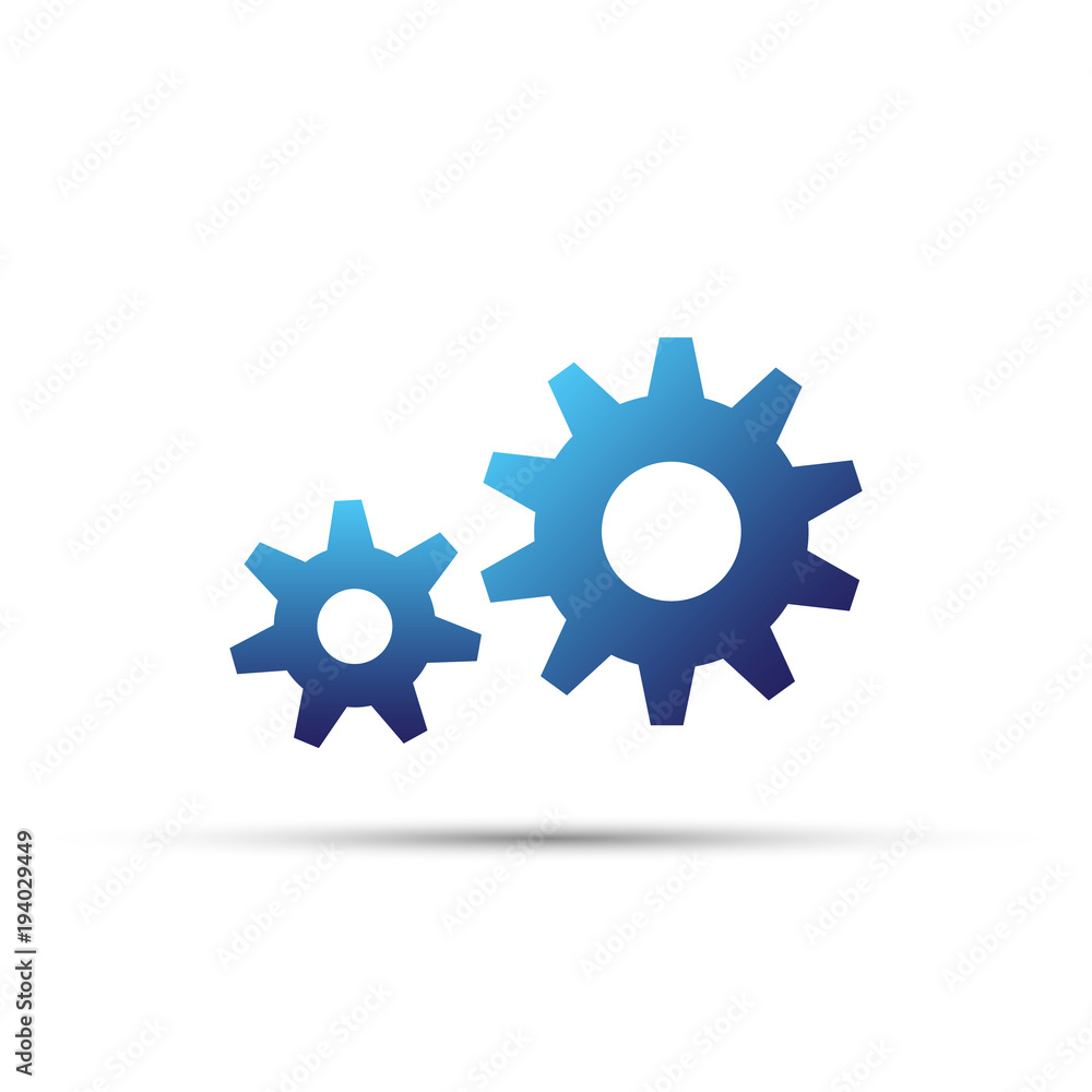 Two blue gears cogwheel icon Two blue gears cogwheel icon