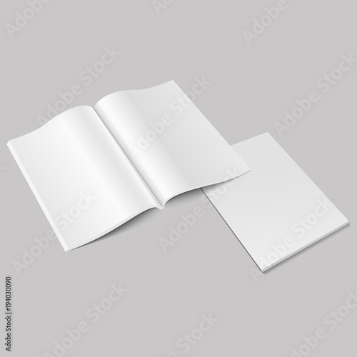 Blank open magazine mock up. Template for your design. Vector.