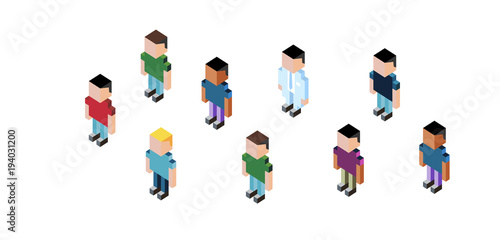 personaggi, semplice, cubo, persone, cubi