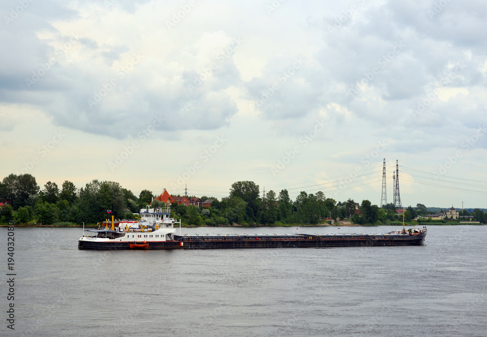 Cargo ship on the Neva river. Cargo ship on the Neva river.