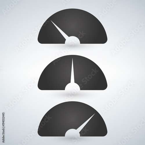 Gauge level indicator icon set from low to high. vector illustration.