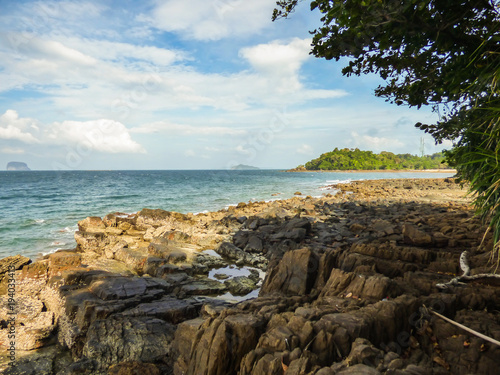 Rocky cliffs at Panka Yai bay on Koh Bulon, Thailand (island in the Andaman sea)