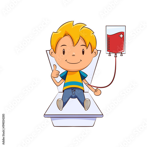 Kid donating blood