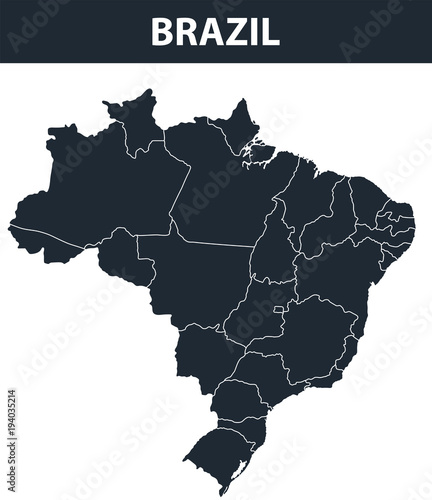 Brazil map with administrative devision on regions