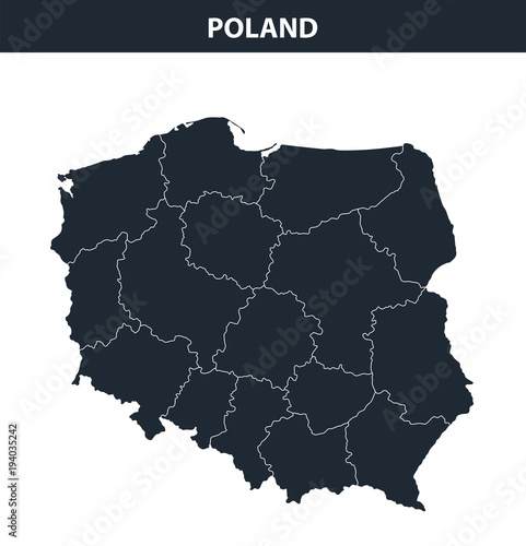 Poland map with administrative devision on regions