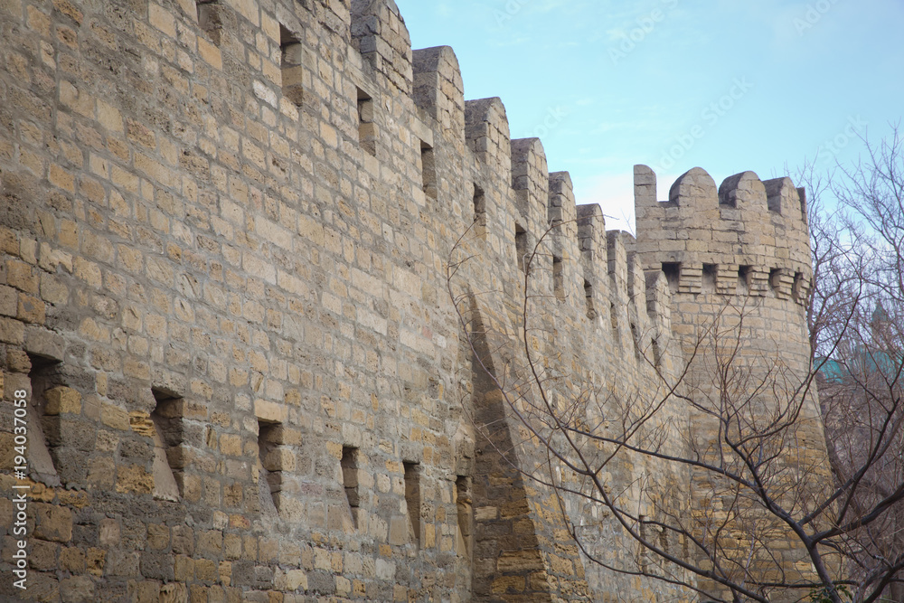 Icheri Sheher in Baku. Azerbaijan . Gate of the old fortress, entrance to Baku old town. Baku, Azerbaijan. Walls of the Old City in Baku . Icheri Sheher is a UNESCO World Heritage Site